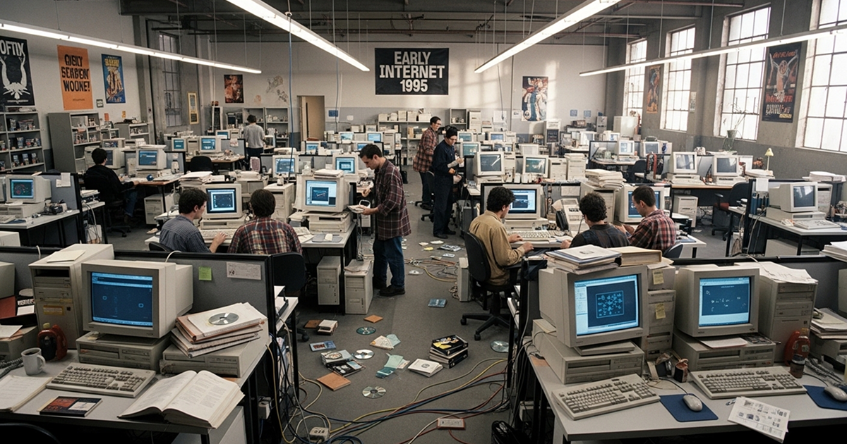 Silicon Valley startup energy in 1995, the era when WebMagic was built in 76 days