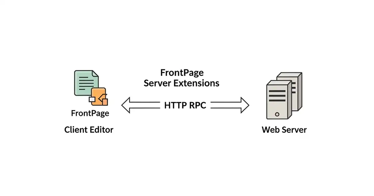 FrontPage Server Extensions architecture diagram showing client-server communication