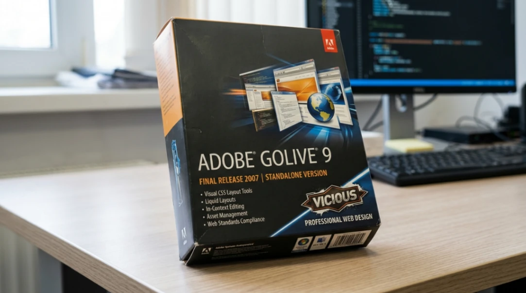 Adobe GoLive 9 final release 2007 standalone version CD packaging on the pc desk