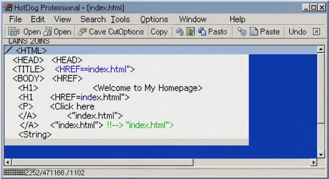 HotDog Professional syntax highlighting HTML editor interface 1990s