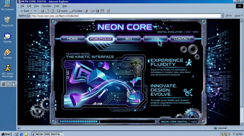 Adobe Flash golden era website design circa 2001.
