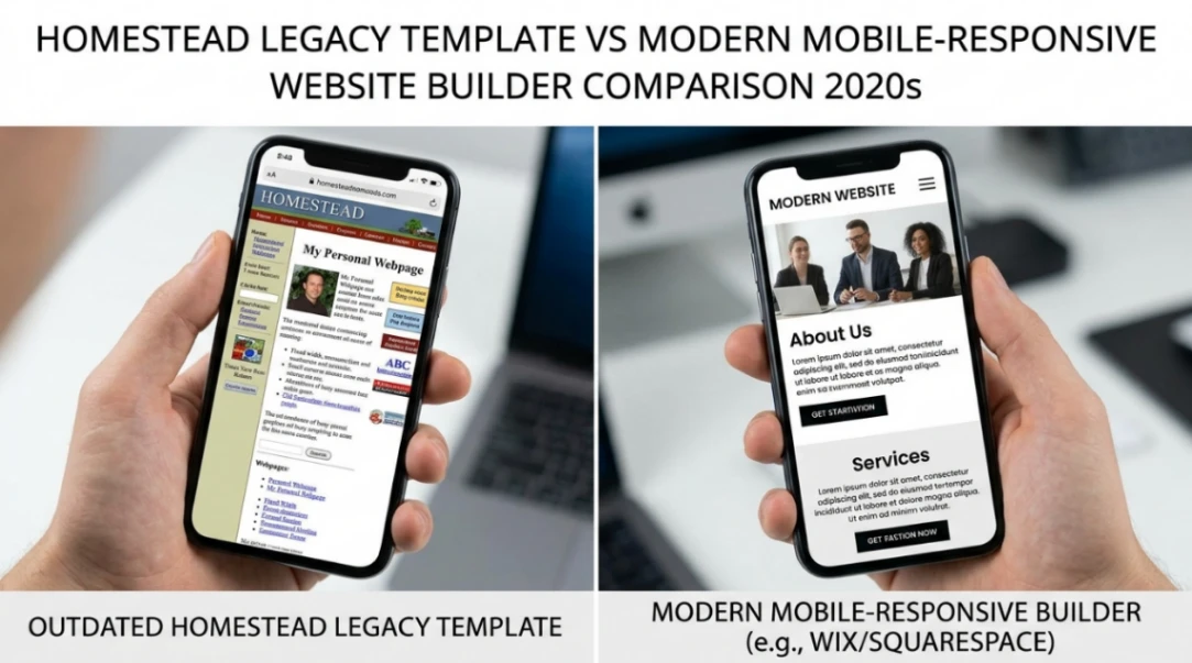 Homestead legacy template vs modern mobile-responsive website builder comparison 2020s