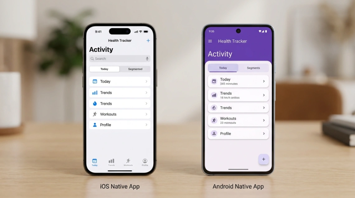 Native iOS and Android apps showing platform-specific interface design.