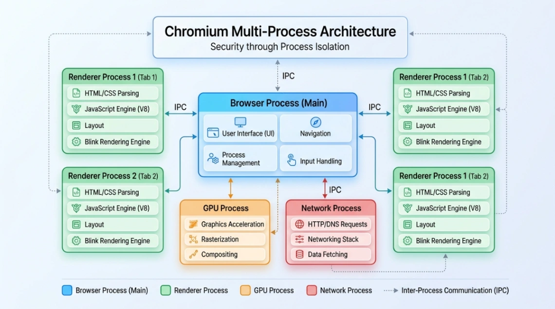 Chromium browser process architecture diagram