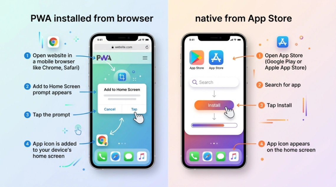 PWA vs native app installation comparison