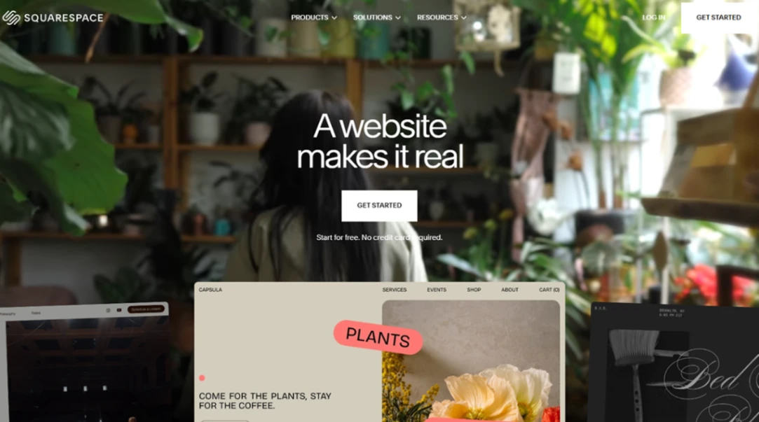 Squarespace website builder home page.