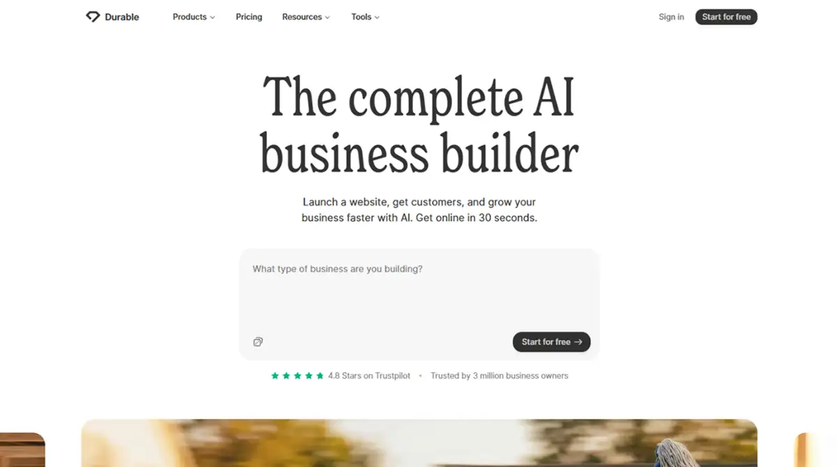 Durable no code website builder 2026