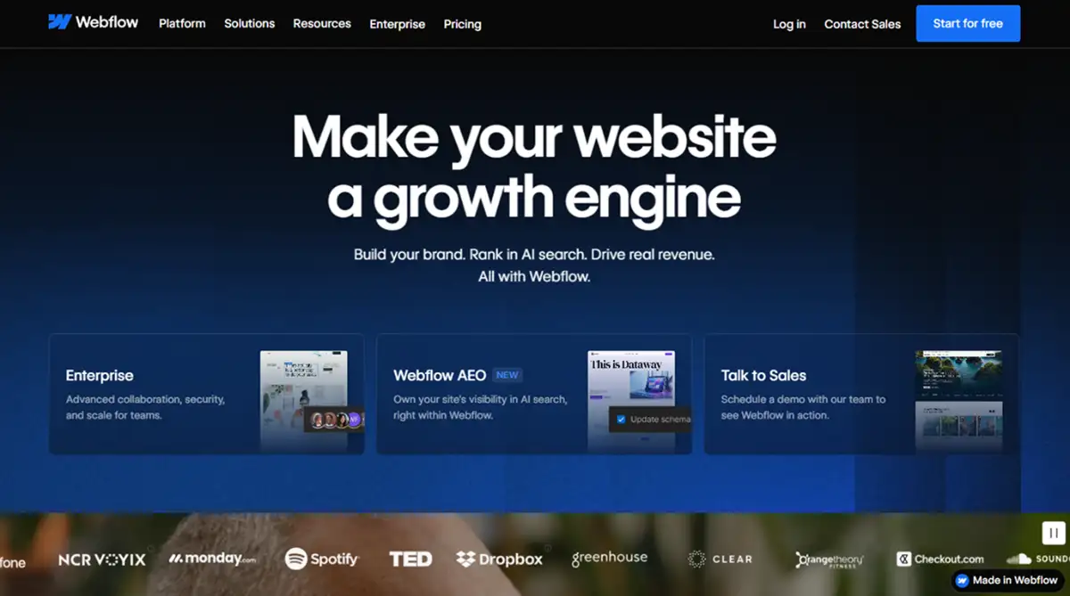 Webflow no code website builder 2026
