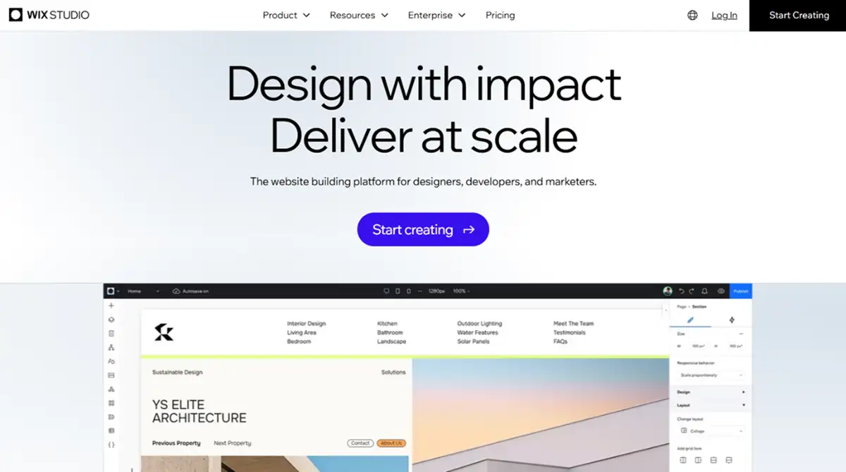 Wix Studio No Code website builder 2026