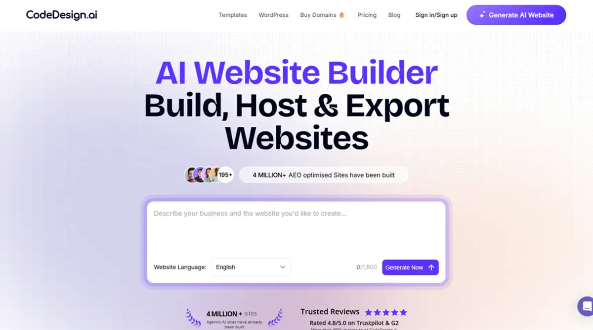 Codedesign no code website builder 2026