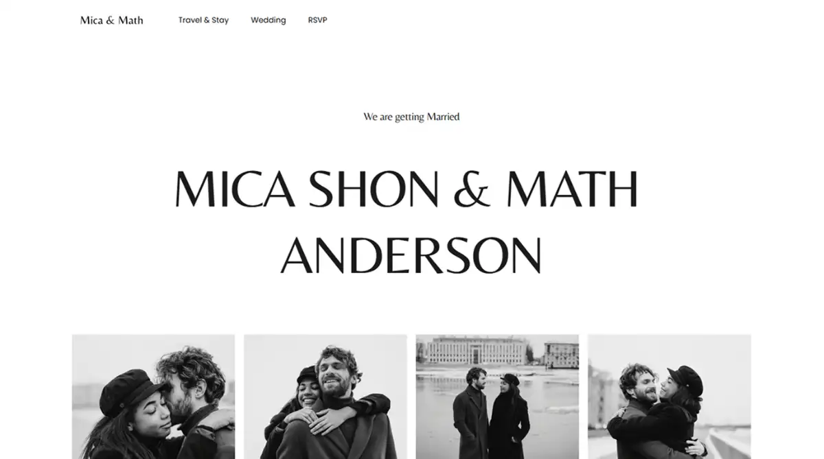 Hostinger Mica monochrome wedding template