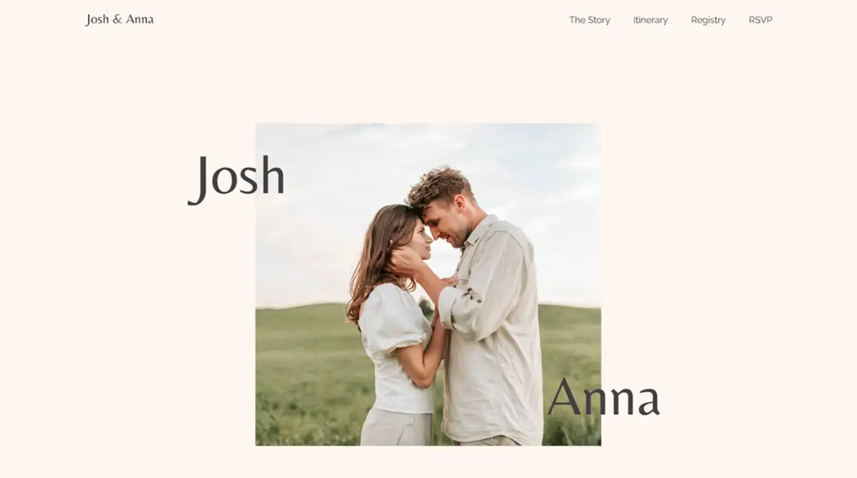 Hostinger Festus cozy intimate wedding website template