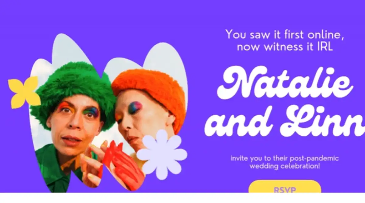 Canva eclectic retro purple wedding website template