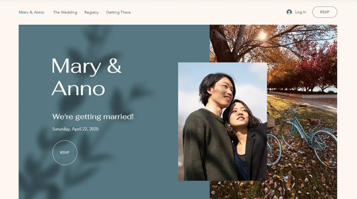 Wix modern color-blocked wedding website template