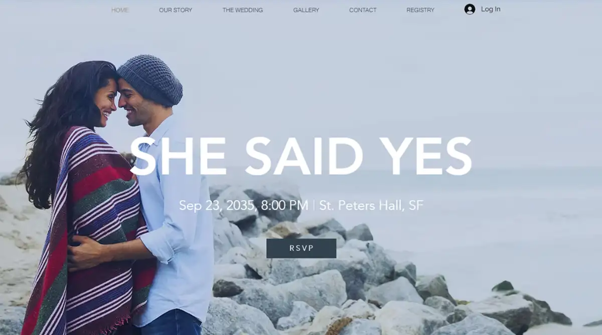 Wix ocean-themed wedding website template