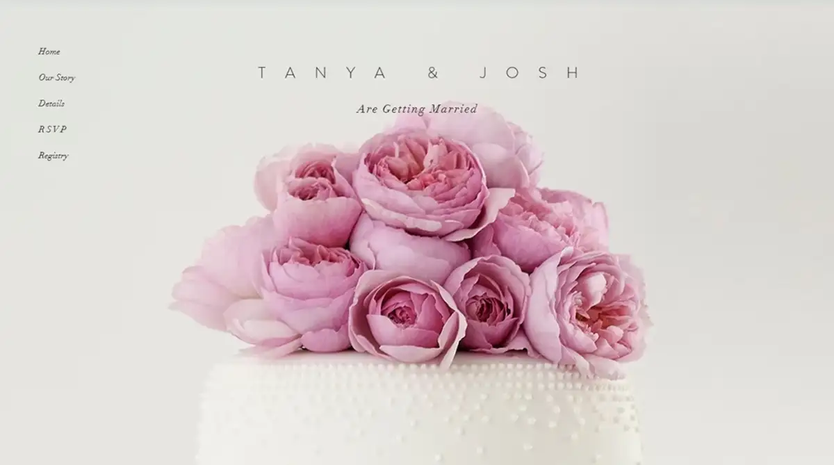Wix romantic blush garden wedding website template