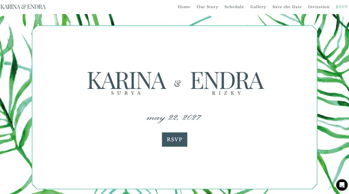 Wedsites tropical destination wedding website template