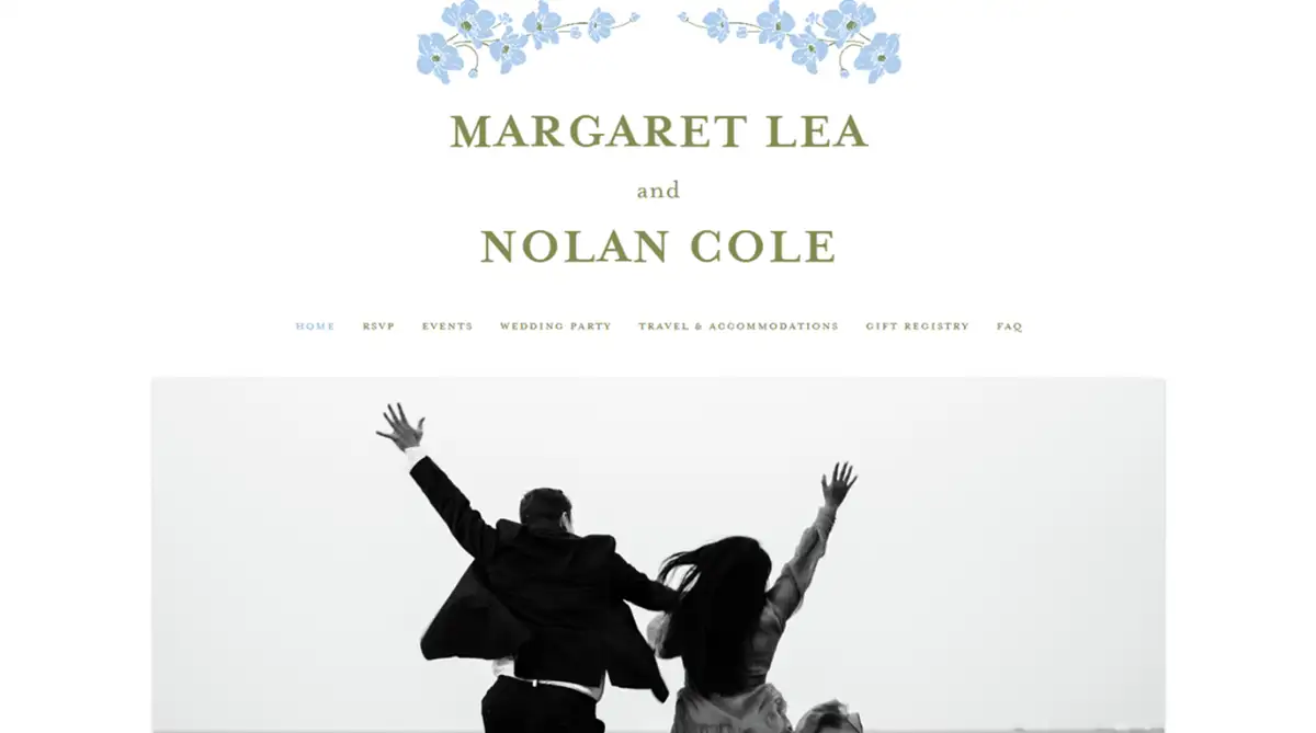 Minted classic wedding website template