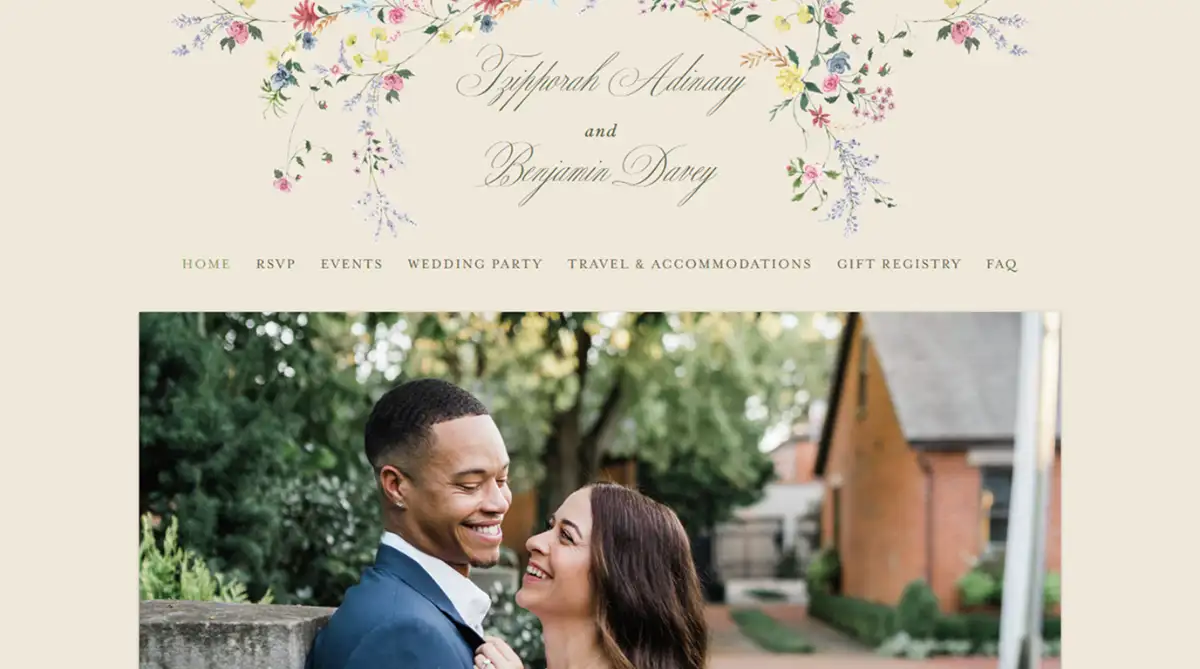 Minted botanical cottagecore wedding website template