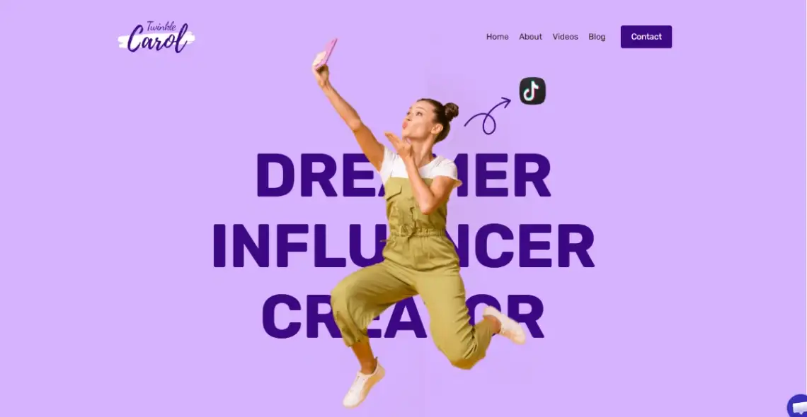 Dorik Influencer Portfolio template screenshot with pink branding and follower stats showcase