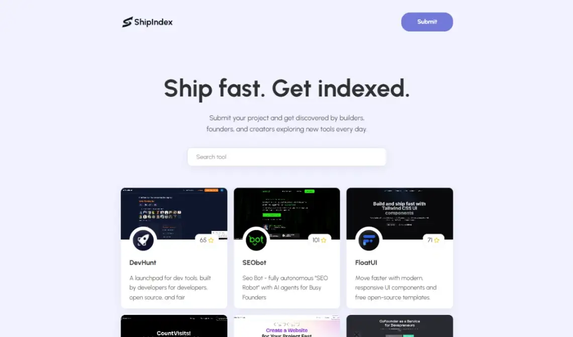 Unicorn Platform startup tool directory template homepage