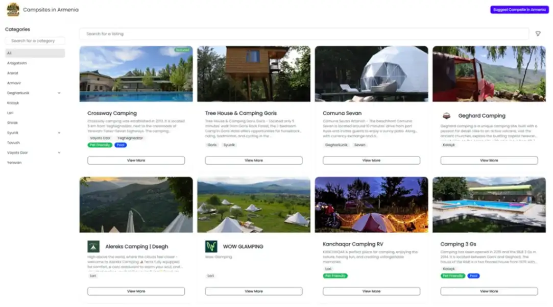 Directify business directory template homepage with classic grid layout