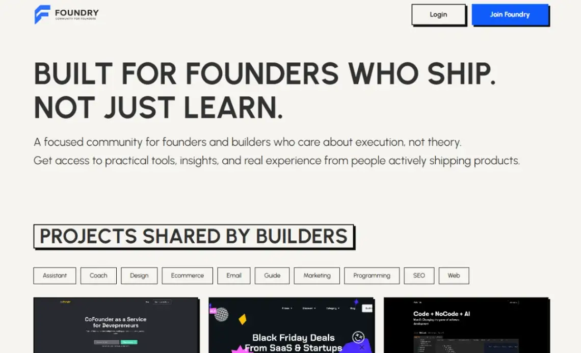 Unicorn Platform founder community template homepage