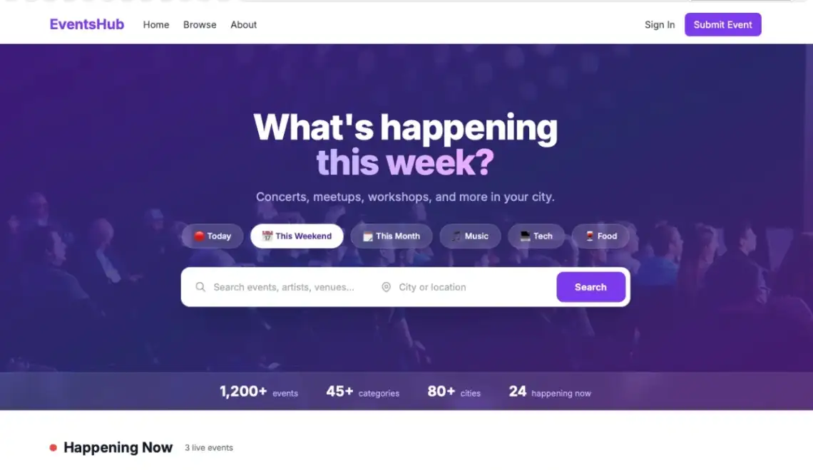Directify event directory template homepage