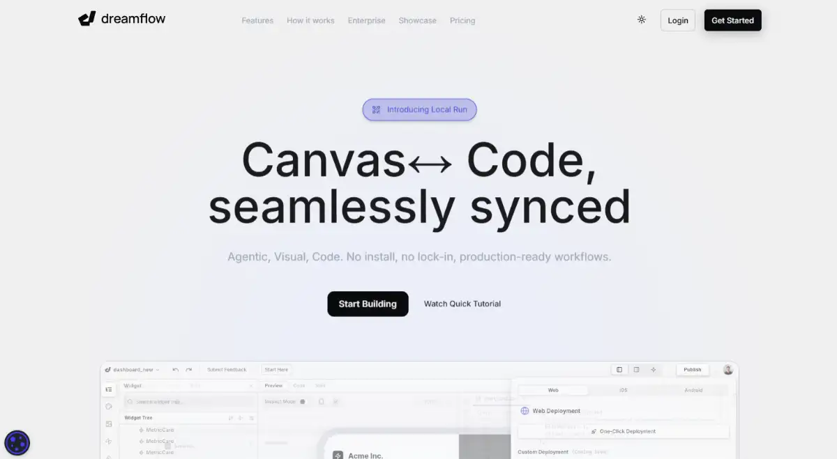 Dreamflow agentic AI mobile app builder hero section