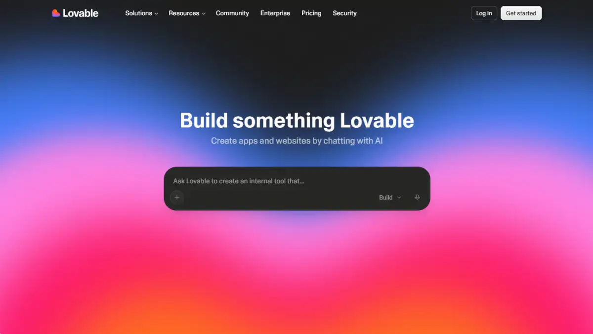Lovable best vibe code tool 2026 home page screenshot
