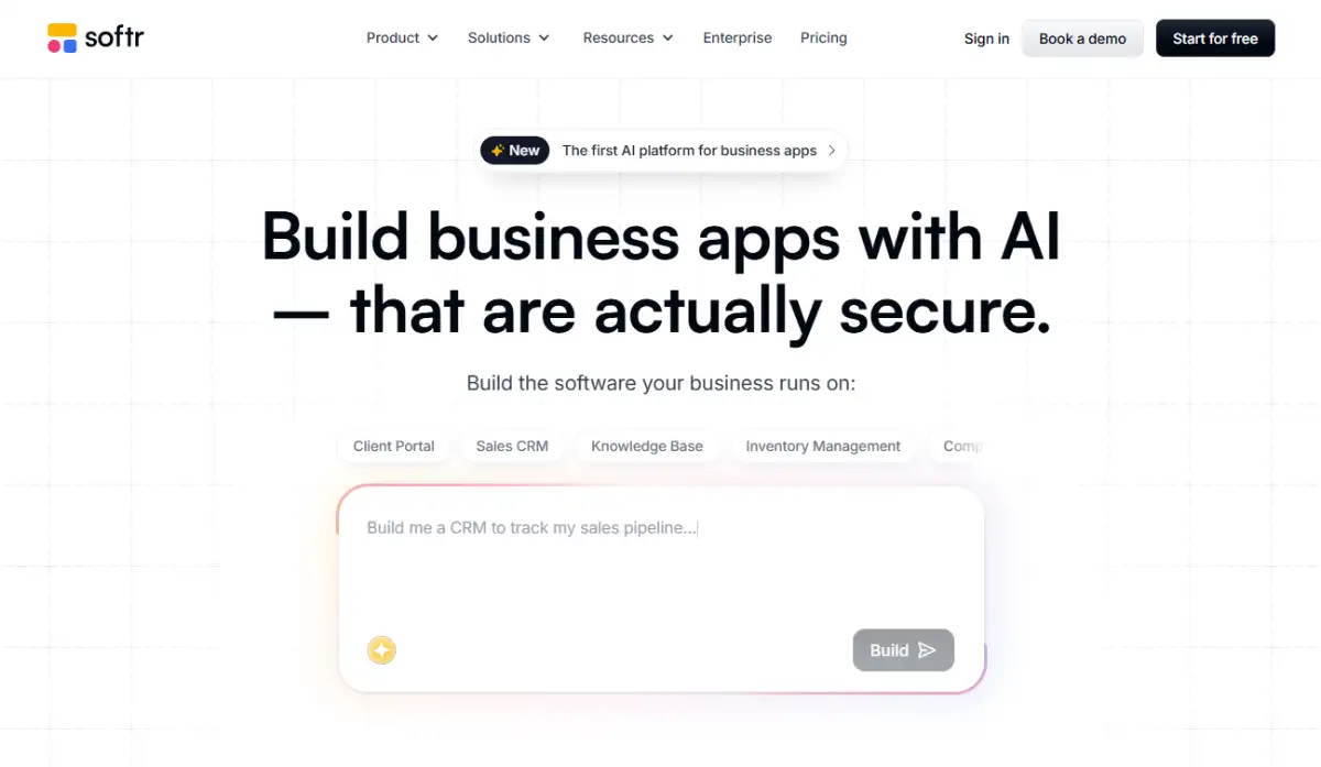 Softr homepage showing client portal building blocks