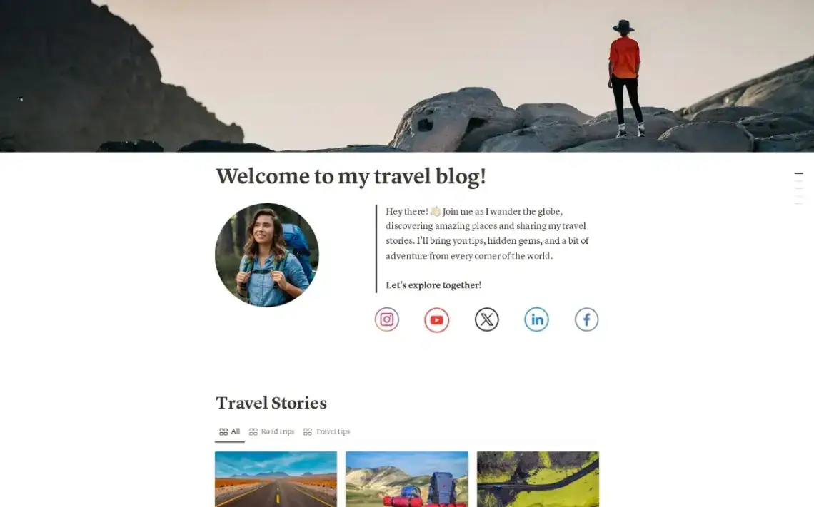 Travel Stories Blog no code website template