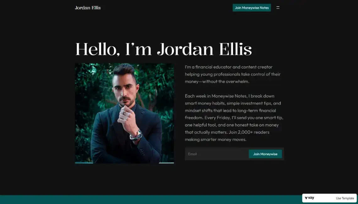 Financial Educator no code website template