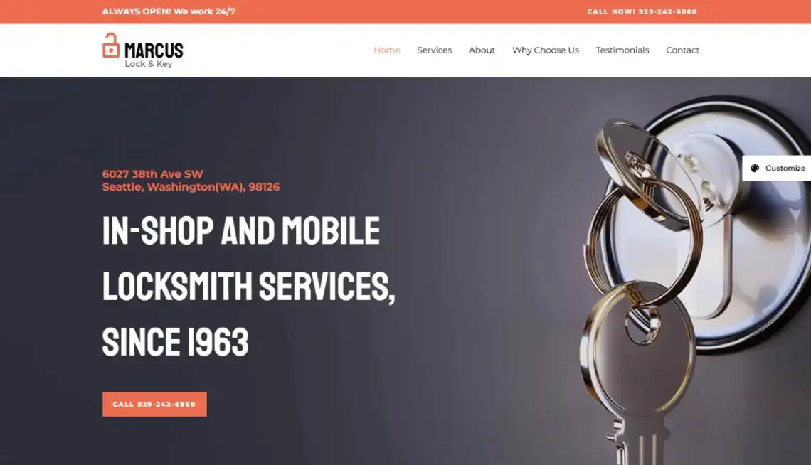 Locksmith Services no code website template