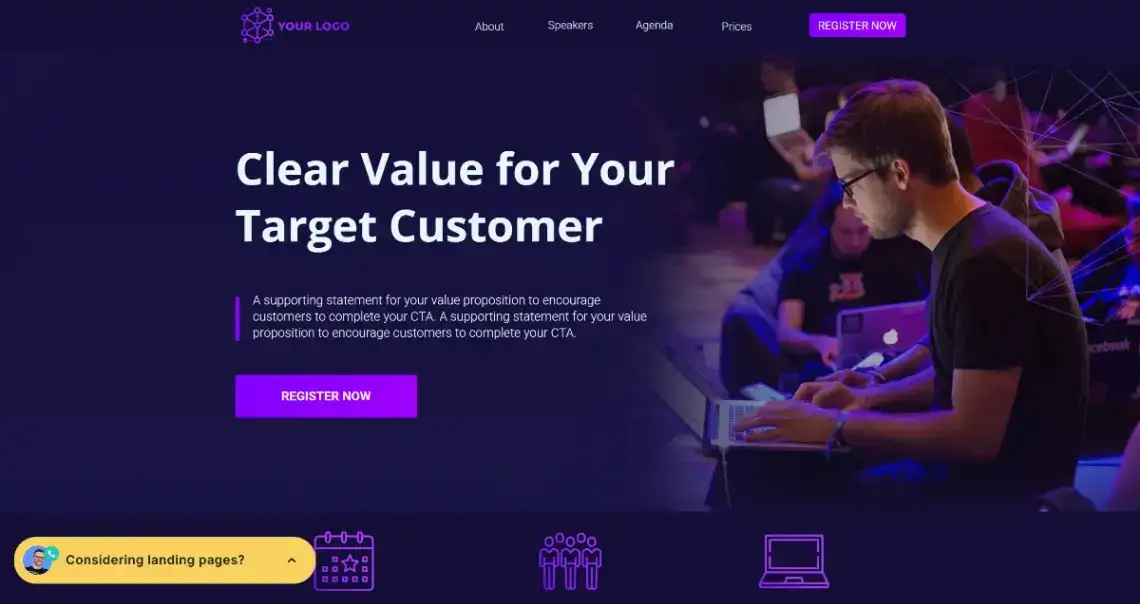 Virtual Event home page screenshot