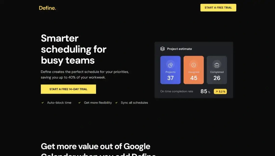 Smart Scheduling home page screenshot