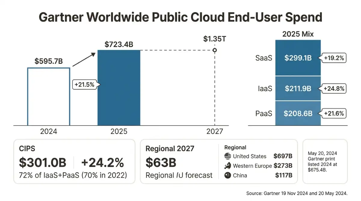 Gartner 723.4 billion dollar public cloud forecast for 2025