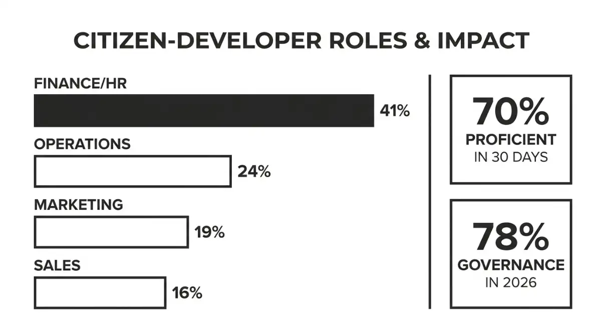 Citizen developer role mix operations marketing sales finance