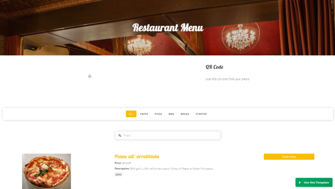 Restaurant Menu website template