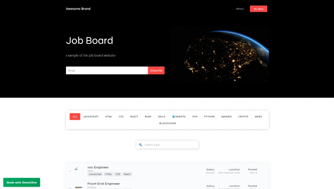 Job Board website template