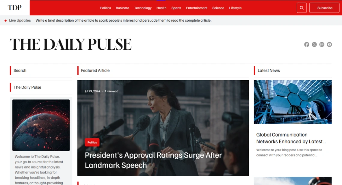 News Magazine website template