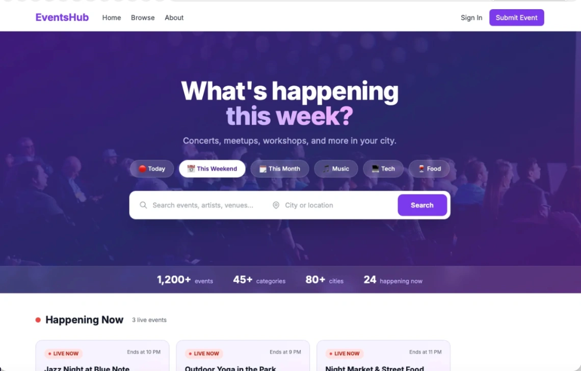 Event Directory website template