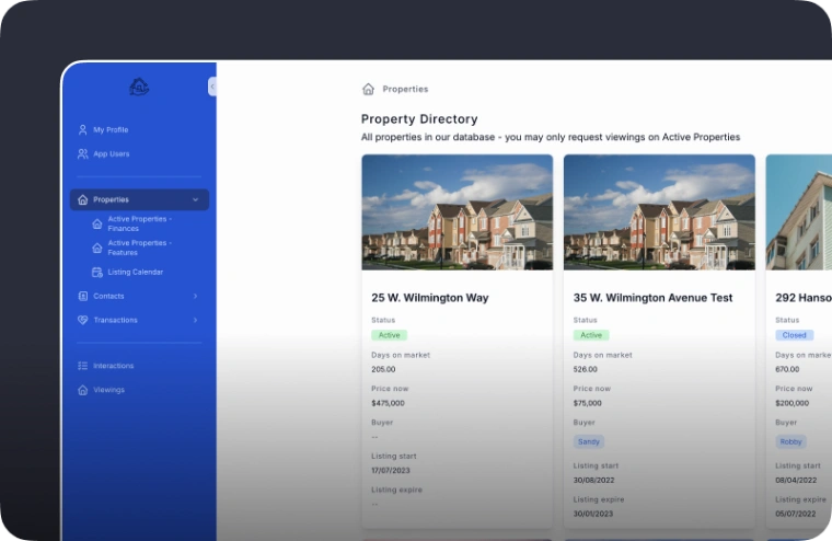 Real Estate Management web application template