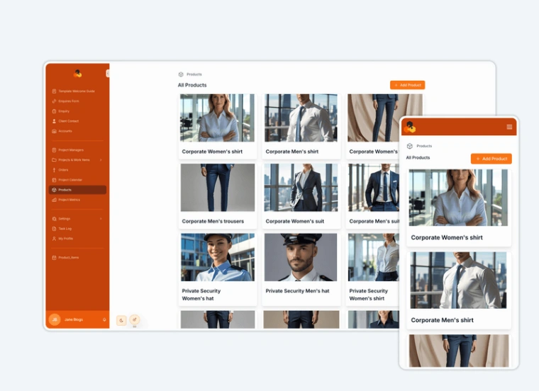 Client Project Management web application template