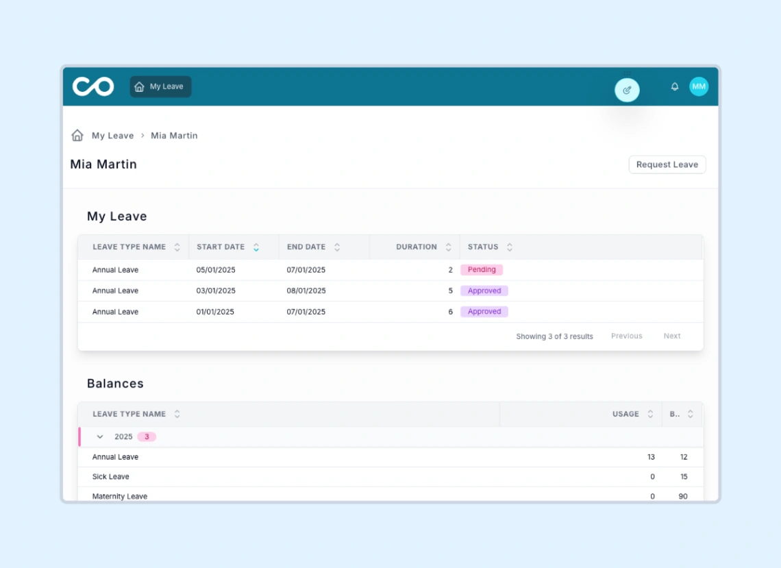 Employee Leave Tracker website template