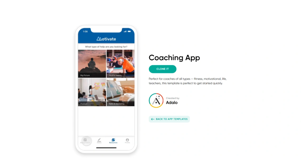 Coaching App mobile app design template