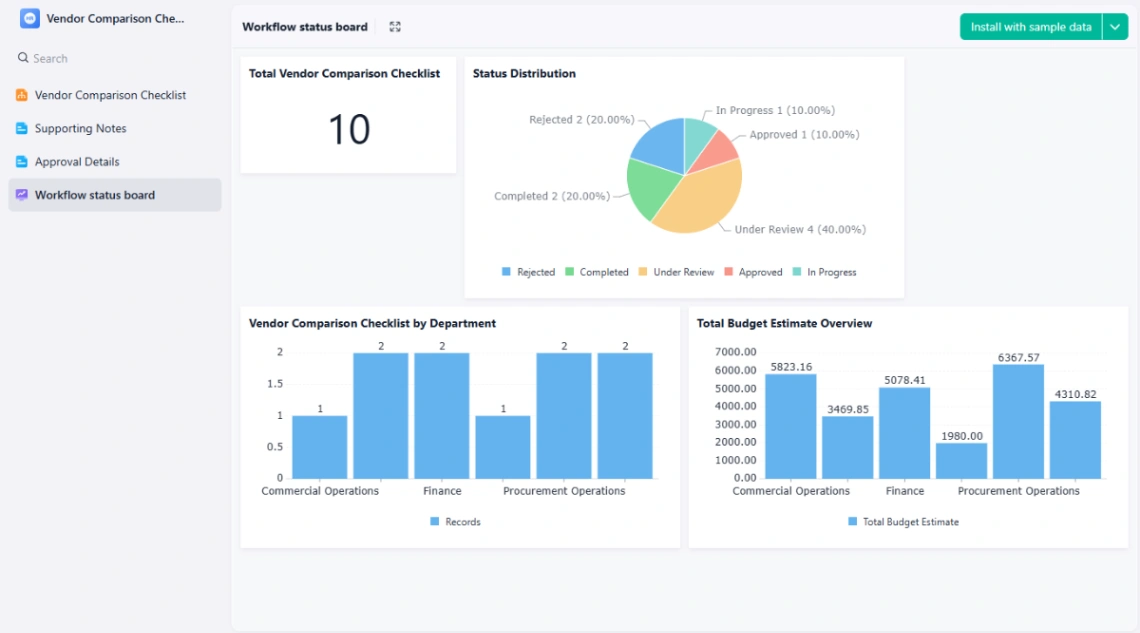 Vendor Comparison Checklist web application template