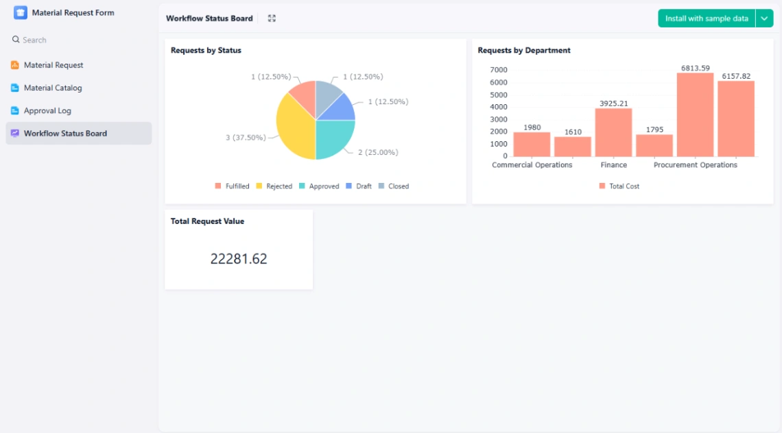 Material Request Form website template