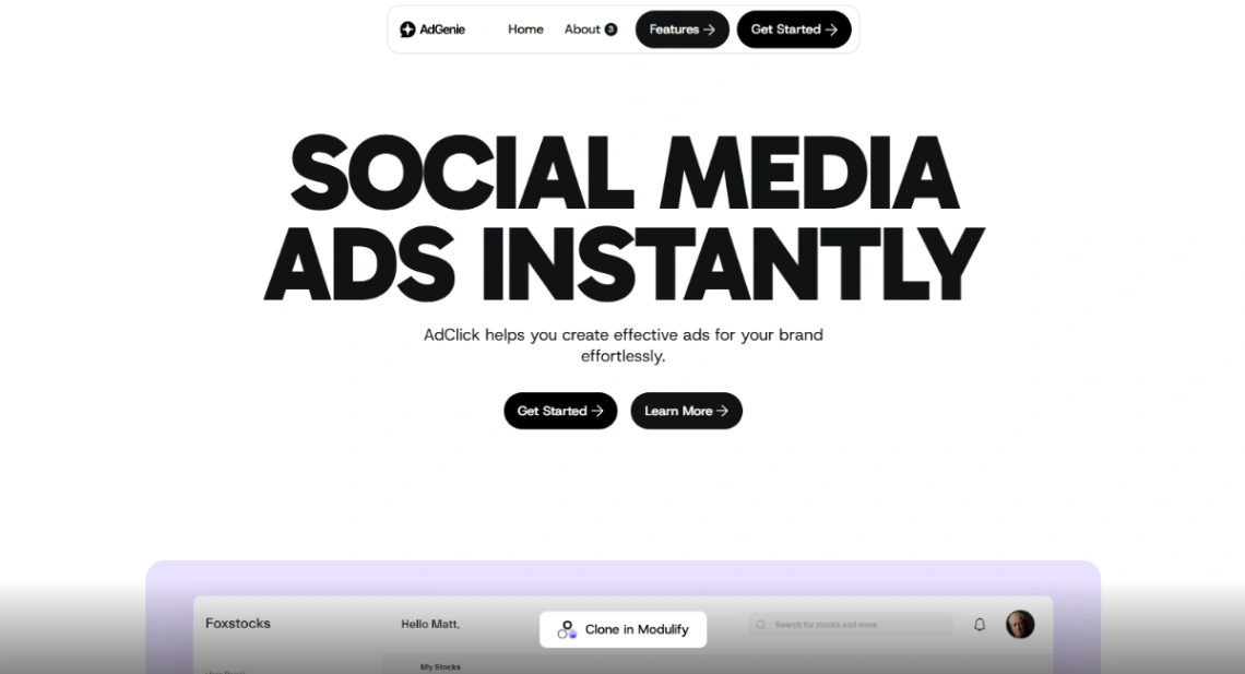 Social Media Ad SaaS website template