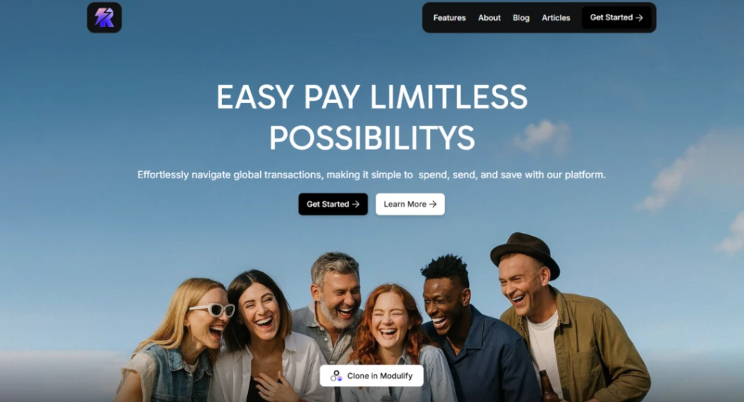 Fintech Platform Showcase website template